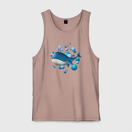 Мужская майка Кит и пузырьки / Пыльно-розовый – фото 1