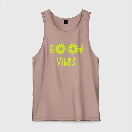 Мужская майка Flowers - Good vibes / Пыльно-розовый – фото 1