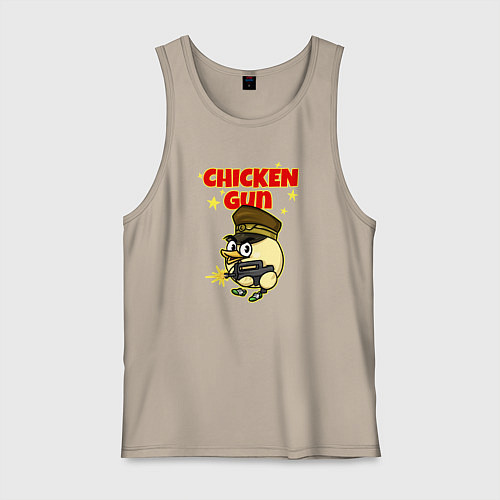 Мужская майка Chicken Gun - игра / Миндальный – фото 1