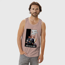 Майка мужская хлопок Майкл, Франклин, Тревор из GTA, цвет: пыльно-розовый — фото 2