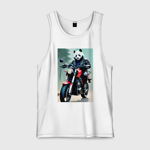 Мужская майка Panda - cool biker / Белый – фото 1