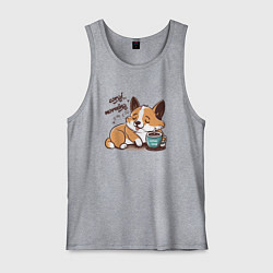 Майка мужская хлопок Корги морнинг, цвет: меланж