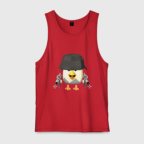 Мужская майка Chicken Gun в каске / Красный – фото 1