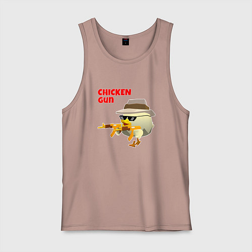 Мужская майка Цыпленок с автоматами / Пыльно-розовый – фото 1