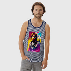 Майка мужская хлопок John Lennon - world legend, цвет: синяя тельняшка — фото 2