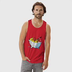 Майка мужская хлопок Уточка в ванне, цвет: красный — фото 2