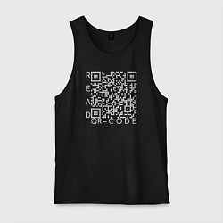 Майка мужская хлопок Белый QR-code: Моя жизнь - мои правила, цвет: черный