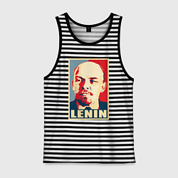 Майка мужская хлопок Lenin, цвет: черная тельняшка