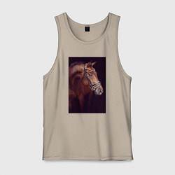 Майка мужская хлопок Лошадь во всей красе, цвет: миндальный