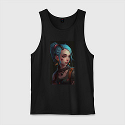 Майка мужская хлопок Jinx art Arcane League of Legends, цвет: черный