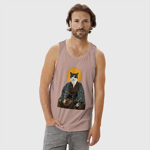 Мужская майка Samurai one - eyed cat / Пыльно-розовый – фото 3