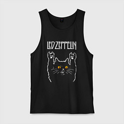 Майка мужская хлопок Led Zeppelin rock cat, цвет: черный