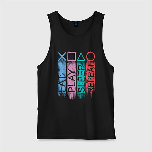 Мужская майка Ешь играй спи повтори / Черный – фото 1