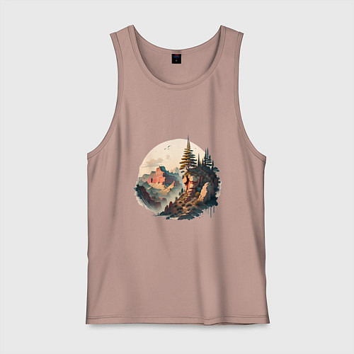 Мужская майка Горы в стиле моротай / Пыльно-розовый – фото 1