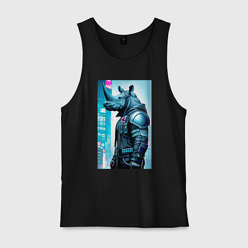 Мужская майка Rhino - cyberpunk - neural network / Черный – фото 1