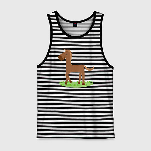 Мужская майка Забавная коняшка / Черная тельняшка – фото 1