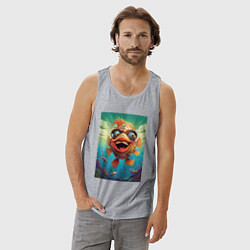 Майка мужская хлопок Карп в солнечных очках, цвет: меланж — фото 2