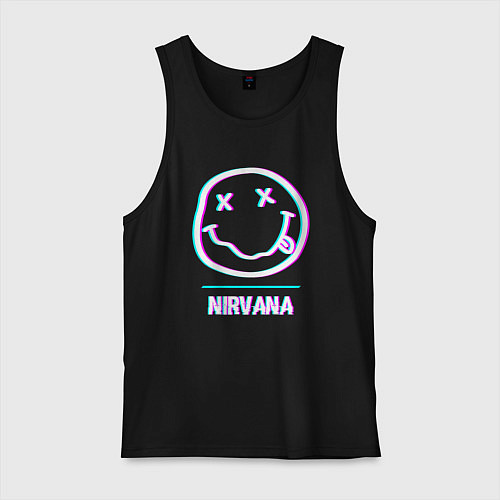 Мужская майка Nirvana glitch rock / Черный – фото 1