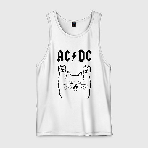 Мужская майка AC DC - rock cat / Белый – фото 1