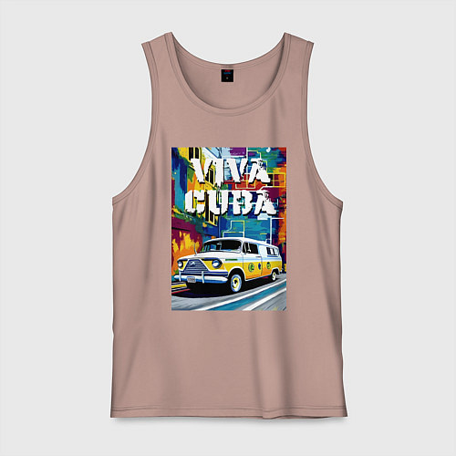 Мужская майка Viva Cuba - car - retro / Пыльно-розовый – фото 1