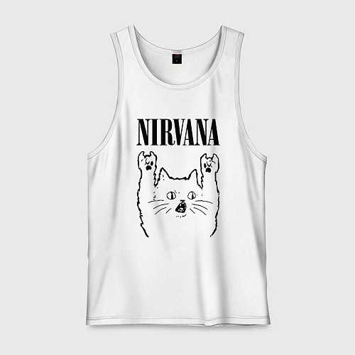 Мужская майка Nirvana - rock cat / Белый – фото 1
