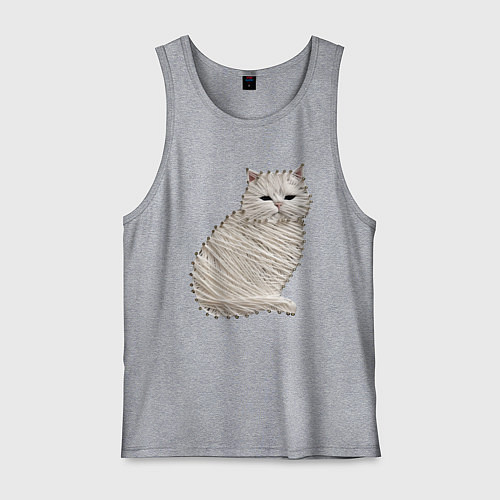 Мужская майка Вышивка Кот / Меланж – фото 1