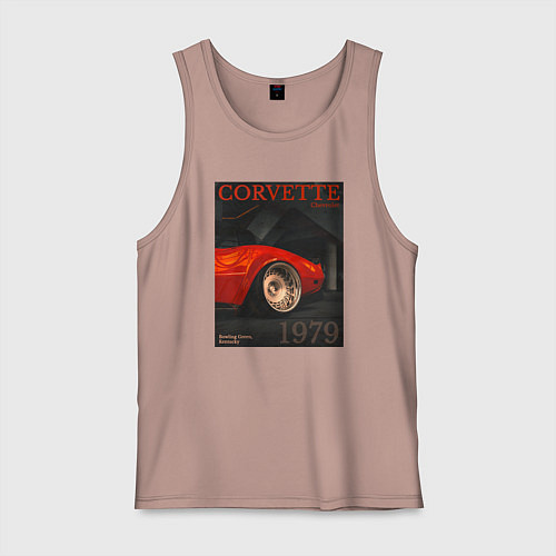 Мужская майка Обложка журнала Chevrolet Corvette C3 / Пыльно-розовый – фото 1