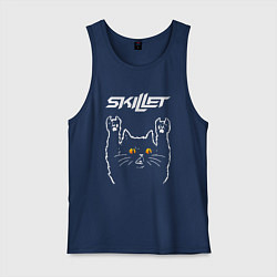 Майка мужская хлопок Skillet rock cat, цвет: тёмно-синий