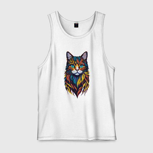 Мужская майка Котяра разноцветный / Белый – фото 1