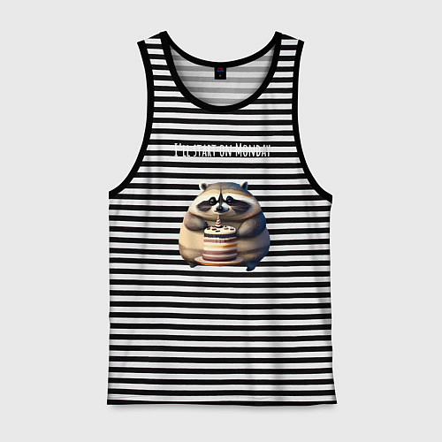 Мужская майка Начну с понедельника - нейросеть / Черная тельняшка – фото 1