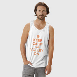 Майка мужская хлопок Keep calm and volley on, цвет: белый — фото 2