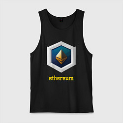 Майка мужская хлопок Логотип Ethereum, цвет: черный