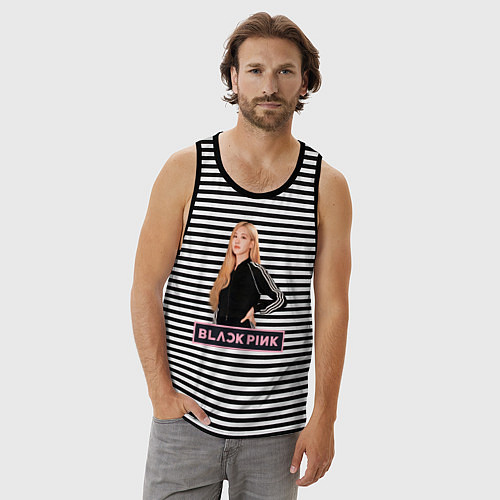 Мужская майка Блэкпинк Роза / Черная тельняшка – фото 3