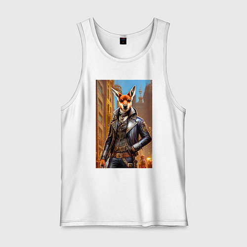 Мужская майка Кенгуру - стимпанк - нейросеть / Белый – фото 1