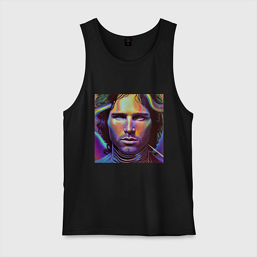 Мужская майка Jim Morrison neon portrait art / Черный – фото 1