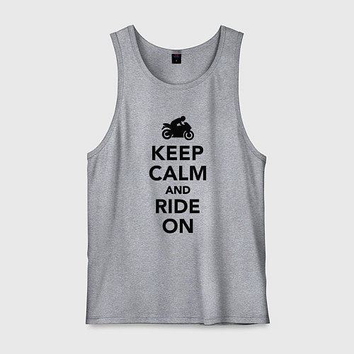 Мужская майка Keep calm and ride on / Меланж – фото 1