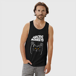 Майка мужская хлопок Arctic Monkeys rock cat, цвет: черный — фото 2