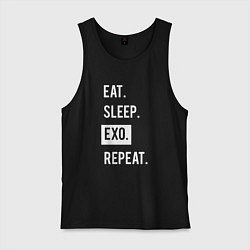 Майка мужская хлопок Eat Sleep EXO Repeat, цвет: черный