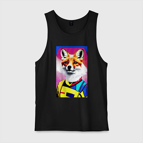 Мужская майка Fox - pop art - fashionista / Черный – фото 1