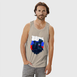 Майка мужская хлопок Военные РФ и флаг - neuro art, цвет: миндальный — фото 2