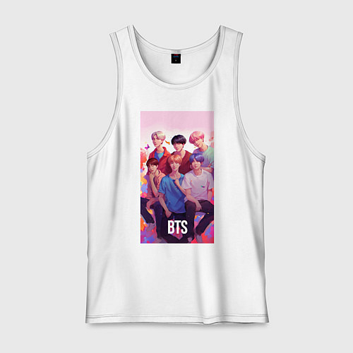 Мужская майка BTS art anime style / Белый – фото 1