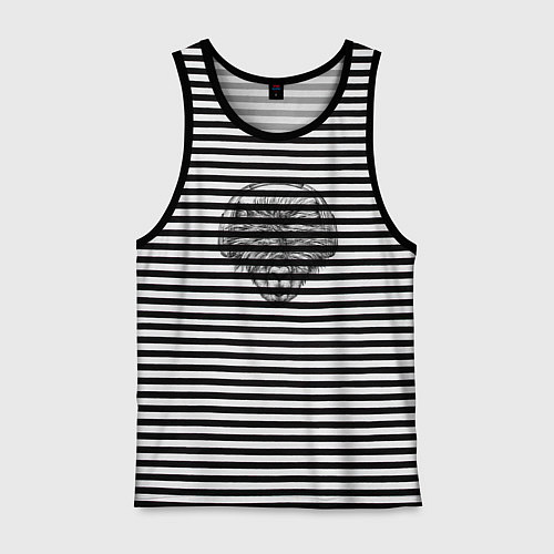 Мужская майка Альпака в наушниках / Черная тельняшка – фото 1