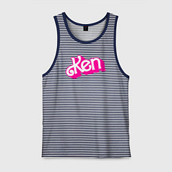 Майка мужская хлопок Логотип розовый Кен, цвет: синяя тельняшка