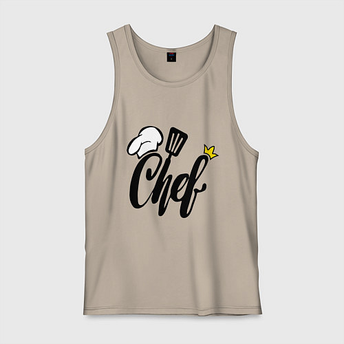 Мужская майка Надпись - шеф повар / Миндальный – фото 1