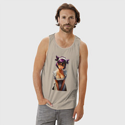 Майка мужская хлопок Лена служанка из Бесконечного лета, цвет: миндальный — фото 2