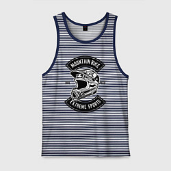 Майка мужская хлопок Mountain bike helmet, цвет: синяя тельняшка
