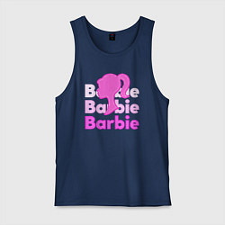 Майка мужская хлопок Логотип Барби объемный, цвет: тёмно-синий