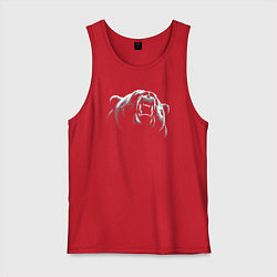 Майка мужская хлопок Голова рычащего медведя, цвет: красный