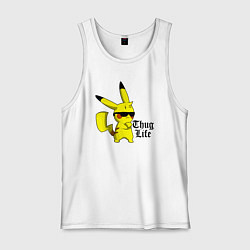 Майка мужская хлопок Pika thug life, цвет: белый