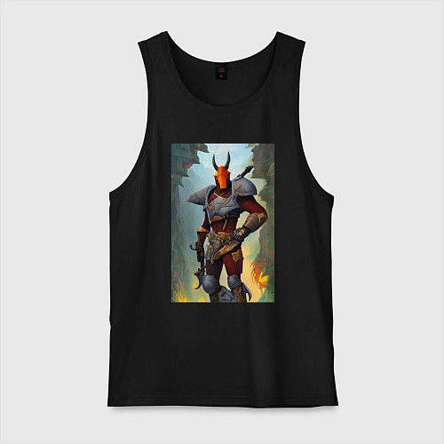 Мужская майка Рогатый рыцарь - фантазия / Черный – фото 1